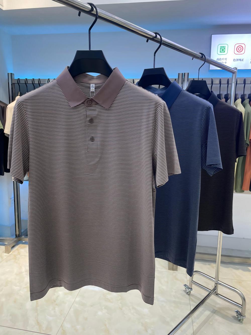 纯棉丝光色条8959 Polo 衫定制 细节展示 第1张