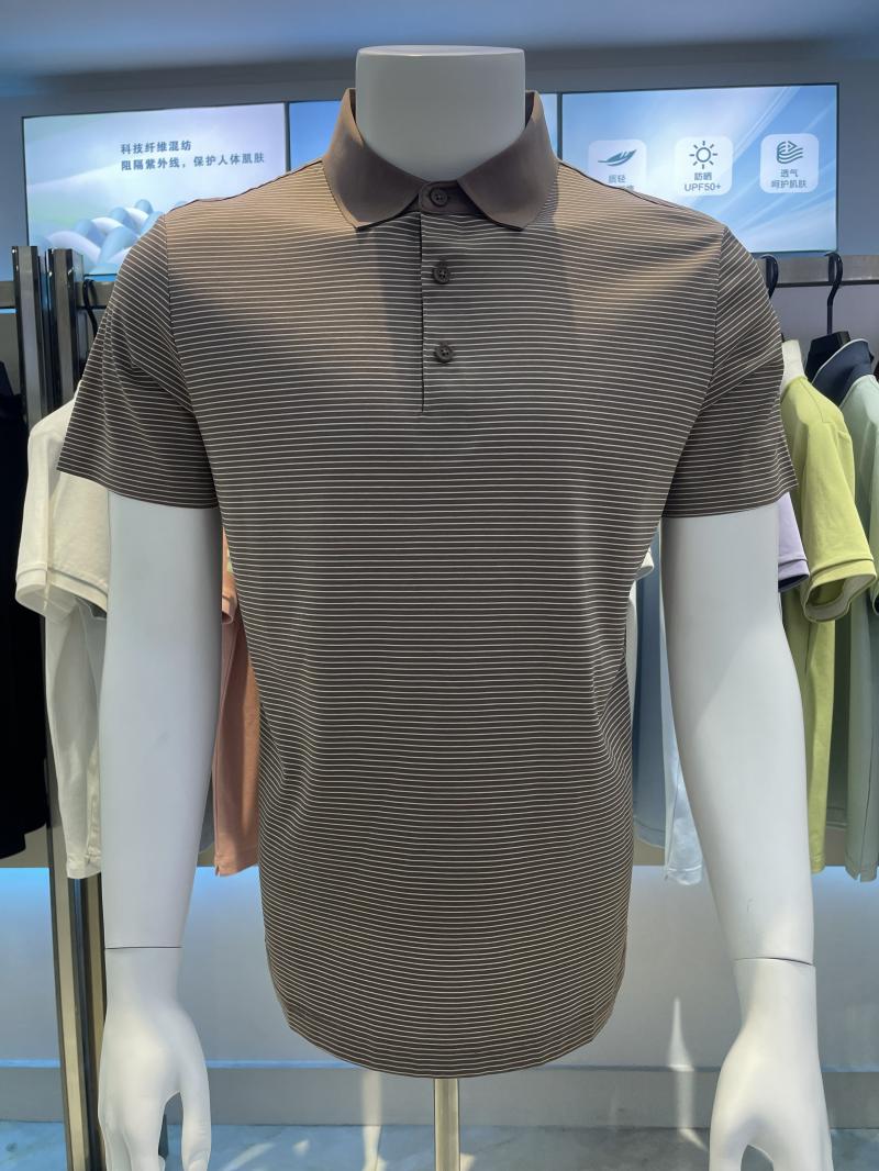 纯棉丝光色条8959 茶棕 Polo 衫定制