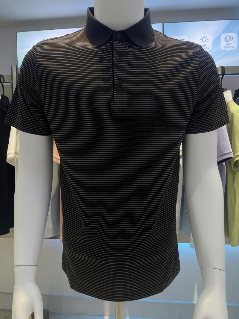 纯棉丝光色条8959 黑色 Polo 衫定制